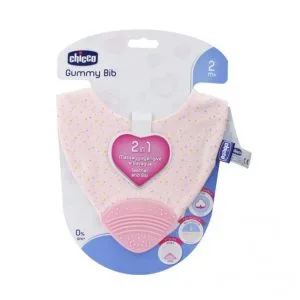Chicco Teether Gummy Bib Pink 2m+